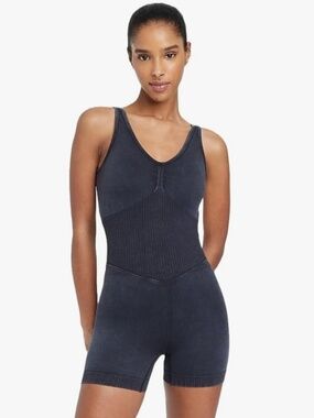 JoyLab Seamless Short Bodysuit, Gray, S